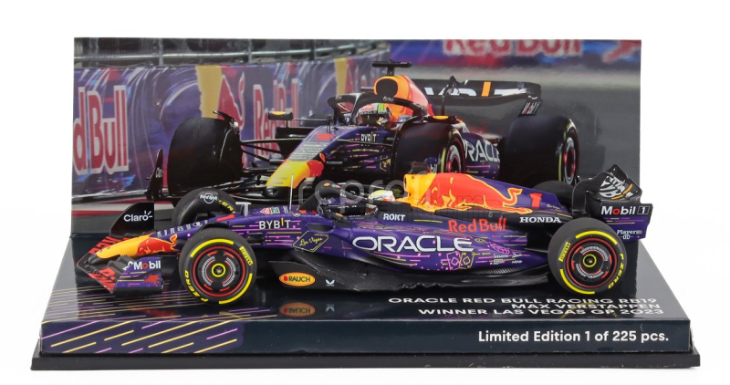 Minichamps Red bull F1  Rb19 Team Oracle Red Bull Racing N 1 World Champion Winner Las Vegas Usa Gp 2023 Max Verstappen 1:43 Fialová Žlutá Červená