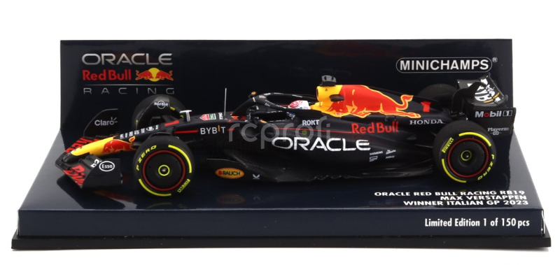 Minichamps Red bull F1  Rb19 Team Oracle Red Bull Racing N 1 World Champion Winner Monza Italy Gp 2023 Max Verstappen 1:43 Matt Blue