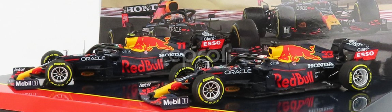 Minichamps Red bull Set F1  2x F1  Rb16b Honda Ra620h Team Red Bull Racing N 33 Max Verstappen 2021 World Champion + N 11 2021 Sergio Perez 1:43 Matná Modrá Žlutá Červená