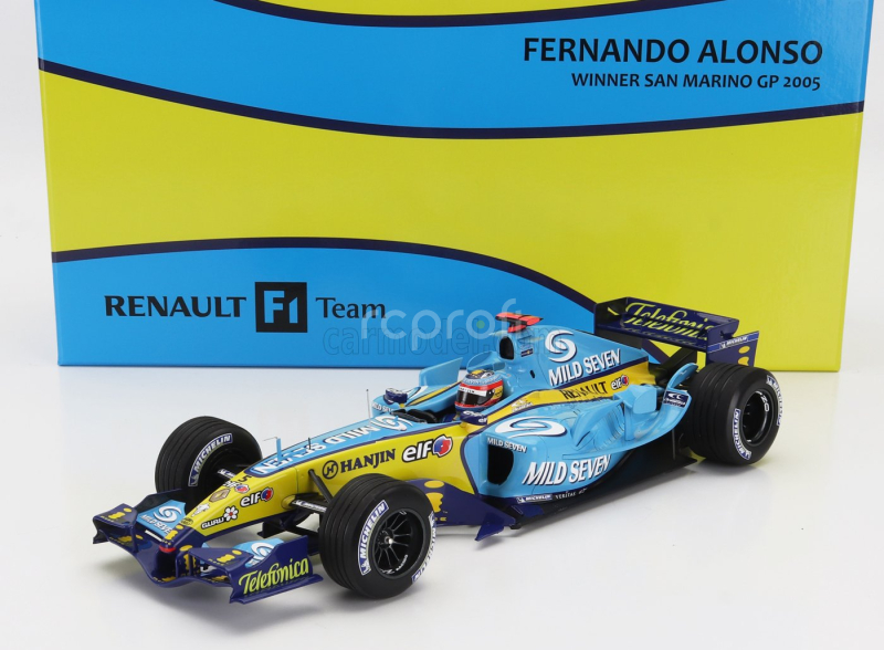 Minichamps Renault F1  R25 Team Renault N 1 World Champion Winner San Marino Italy Gp 2005 Fernando Alonso 1:18 Světle Modrá Žlutá