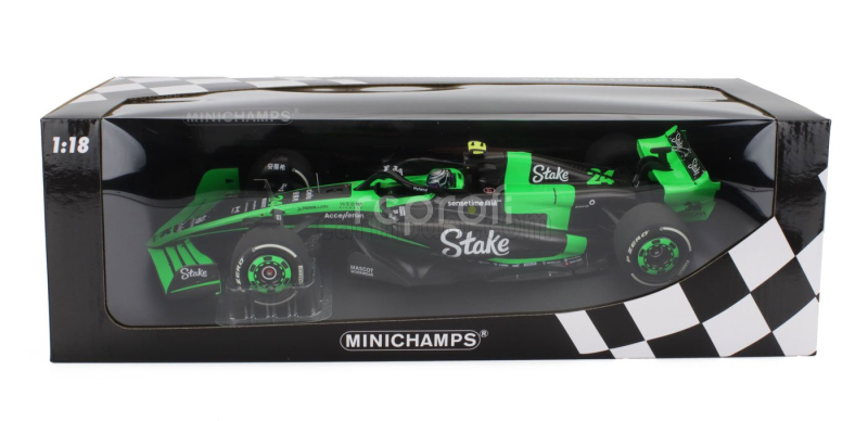 Minichamps Sauber F1  C44 Team Stake Kick N 24 Season 2024 Zhou Guanyu 1:18 Zelená Černá