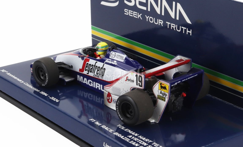 Minichamps Toleman F1  Tg183b Hart N 19 Brazilian Gp Dirty Version 1984 Ayrton Senna 1:43 Bílá Modrá Červená