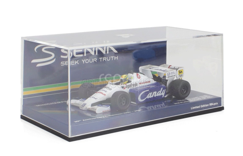 Minichamps Toleman F1  Tg184 Hart Turbo N 19 2nd Monaco Gp Dirty Version 1984 Ayrton Senna 1:43 Bílá Modrá