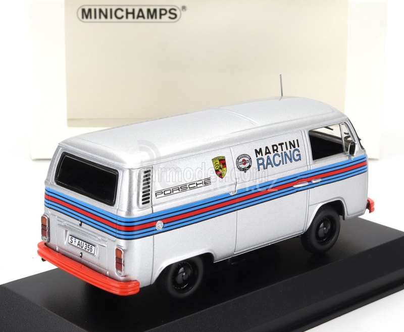 Minichamps Volkswagen T2 Delivery Van Porsche Renndienst Martini Racing Design 1972 1:43 Silver