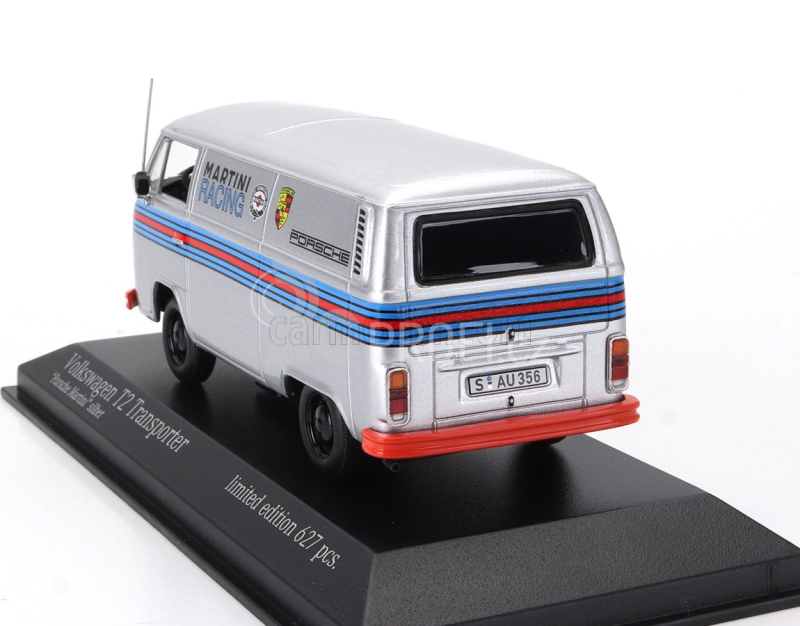 Minichamps Volkswagen T2 Delivery Van Porsche Renndienst Martini Racing Design 1972 1:43 Silver
