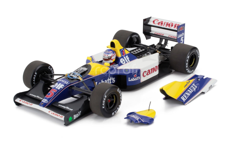Minichamps Williams F1  Fw14b Renault N 5 World Champion Season 1992 Nigel Mansell 1:18 Modrá Žlutá Bílá