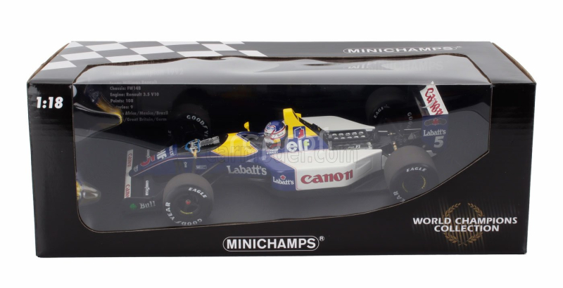 Minichamps Williams F1  Fw14b Renault N 5 World Champion Season 1992 Nigel Mansell 1:18 Modrá Žlutá Bílá