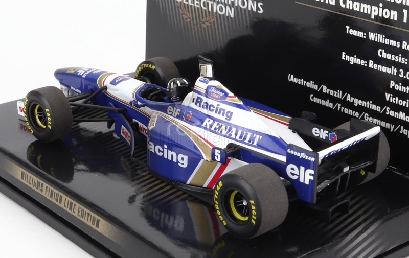 Minichamps Williams F1  Fw18 Renault N 5 World Champion Dirty Version Season 1996 Damon Hill 1:43 Modrá Bílá