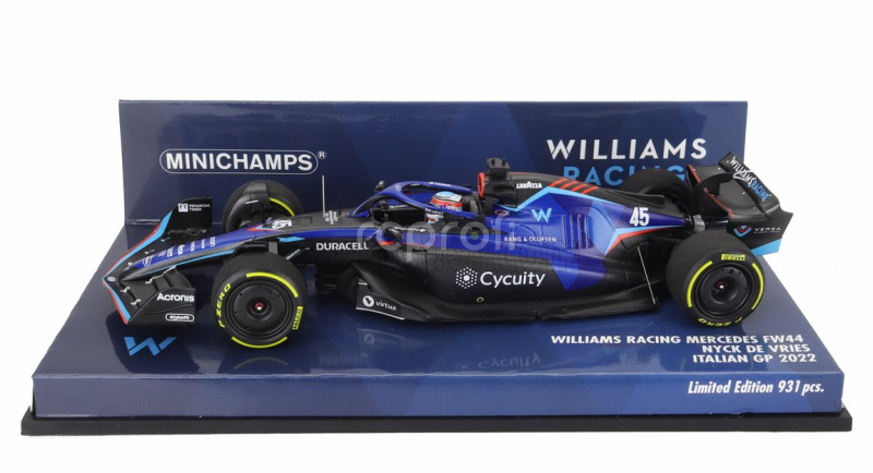 Minichamps Williams F1 Fw44 Team Williams Racing N 45 Italy Gp 2022 Nyck De Vries 1:43 Blue
