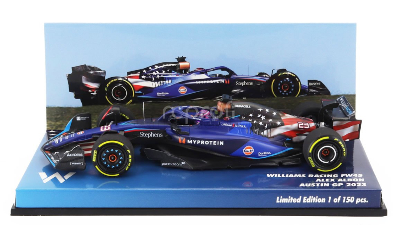 Minichamps Williams F1  Fw45 Team Williams Racing Gulf N 23 Austin Usa Gp 2023 Alexander Albon 1:43 Modrá Černá