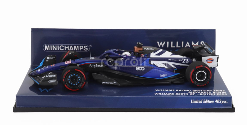 Minichamps Williams F1  Fw45 Team Williams Racing N 23 (800th Gp) British Gp 2023 Alexander Albon 1:43 Blue