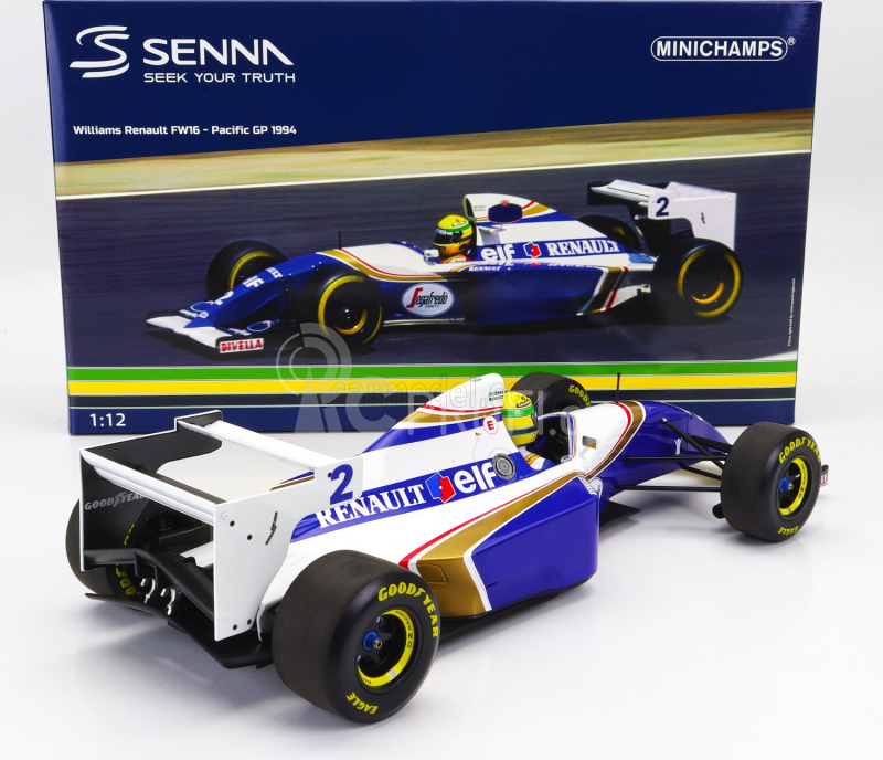 Minichamps Williams F1  Renault Elf Fw16 N 2 Pole Position Japan Pacific Gp 1994 Ayrton Senna 1:12 Modrá Bílá