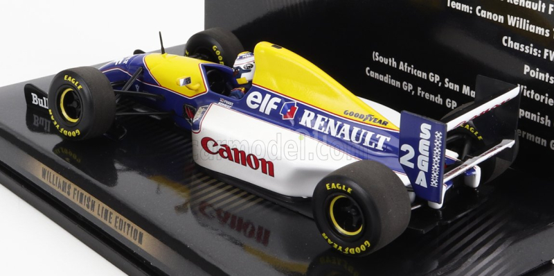 Minichamps Williams F1  Renault Fw15 N 2 World Champion Dirty Version Season 1993 Alain Prost 1:43 Modrá Žlutá Modrá