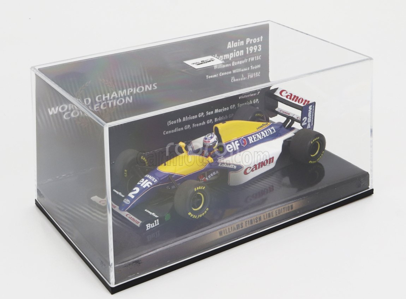Minichamps Williams F1  Renault Fw15 N 2 World Champion Dirty Version Season 1993 Alain Prost 1:43 Modrá Žlutá Modrá