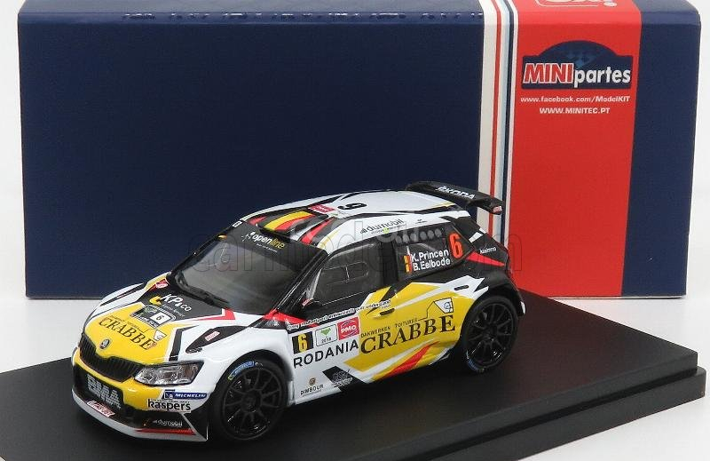 Minipartes Škoda Fabia R5 N 6 Rally Ypres 2018 K.princen - B.eelbode 1:43 Bílá Černá Žlutá