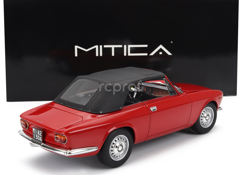 Mitica Alfa romeo Giulia 1600 Gtc Cabriolet Closed 1964 – Interior Black 1:18 Rosso Alfa - Červená