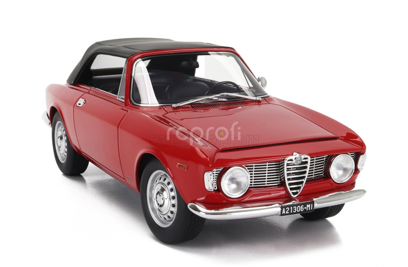 Mitica Alfa romeo Giulia 1600 Gtc Cabriolet Closed 1964 – Interior Black 1:18 Rosso Alfa - Červená