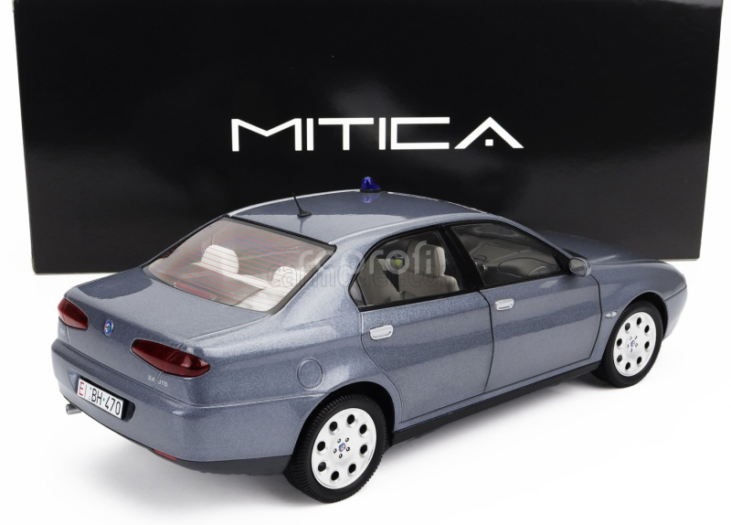 Mitica-diecast Alfa romeo 166 2.4 Jtd (with  Decals Comando Esercito Italiano E Civile) 1998 – (lampeggiante Applicabile Con Biadesivo - Flashing Light With Double-sided Tape) 1:18 Nettuno Grey Met
