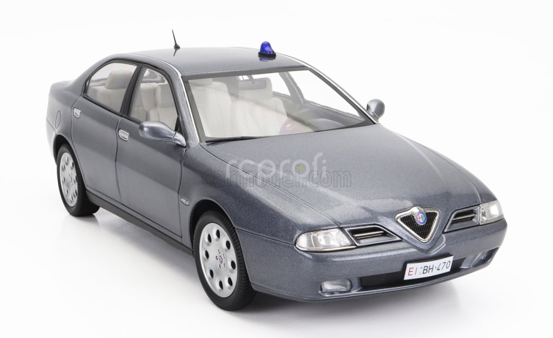 Mitica-diecast Alfa romeo 166 2.4 Jtd (with  Decals Comando Esercito Italiano E Civile) 1998 – (lampeggiante Applicabile Con Biadesivo - Flashing Light With Double-sided Tape) 1:18 Nettuno Grey Met