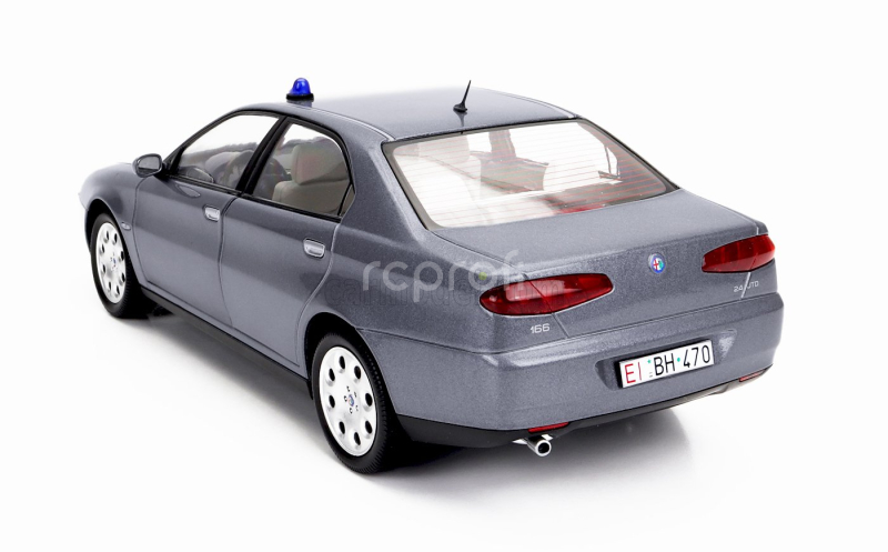 Mitica-diecast Alfa romeo 166 2.4 Jtd (with  Decals Comando Esercito Italiano E Civile) 1998 – (lampeggiante Applicabile Con Biadesivo - Flashing Light With Double-sided Tape) 1:18 Nettuno Grey Met