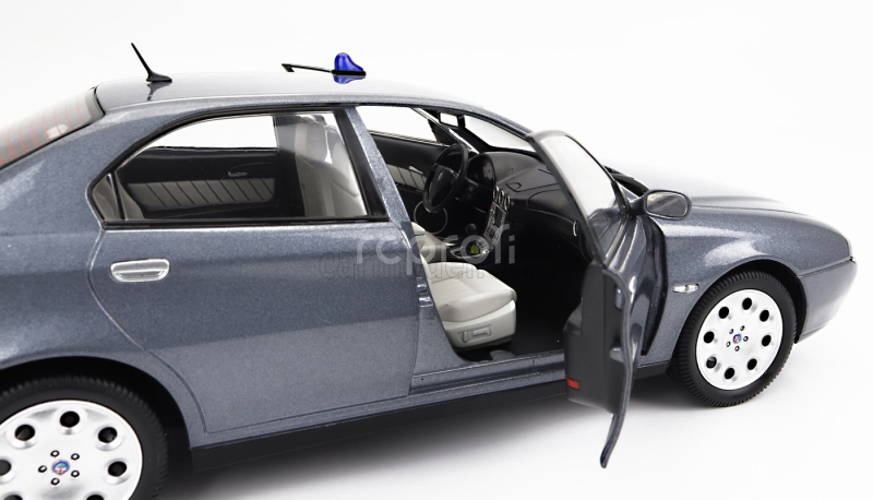Mitica-diecast Alfa romeo 166 2.4 Jtd (with  Decals Comando Esercito Italiano E Civile) 1998 – (lampeggiante Applicabile Con Biadesivo - Flashing Light With Double-sided Tape) 1:18 Nettuno Grey Met