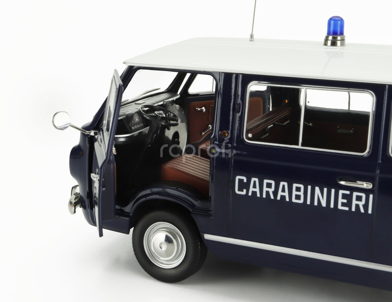 Mitica-diecast Fiat Fiat 850 Familiare Carabinieri 1970 – Interno Brown 1:18 Modrá Bílá
