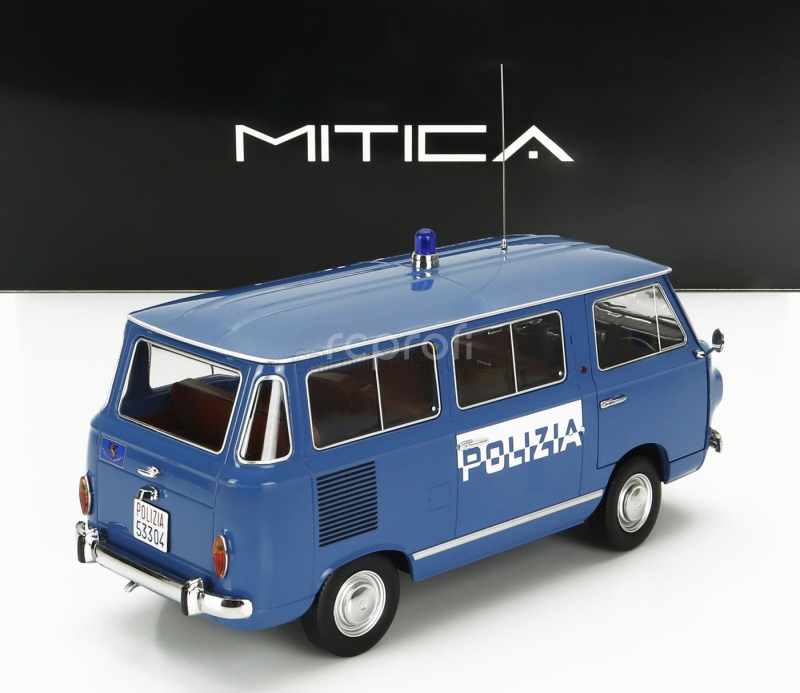 Mitica-diecast Fiat Fiat 850 Familiare Polizia 1970 – Interno Brown 1:18 Světle Modrá