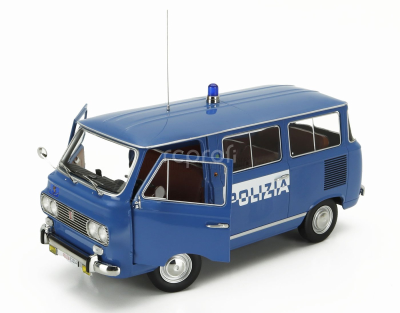 Mitica-diecast Fiat Fiat 850 Familiare Polizia 1970 – Interno Brown 1:18 Světle Modrá