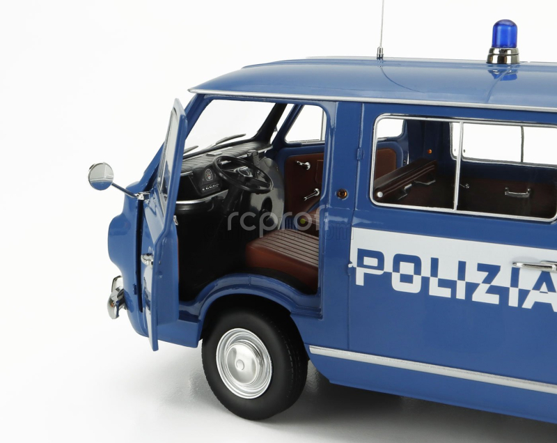 Mitica-diecast Fiat Fiat 850 Familiare Polizia 1970 – Interno Brown 1:18 Světle Modrá