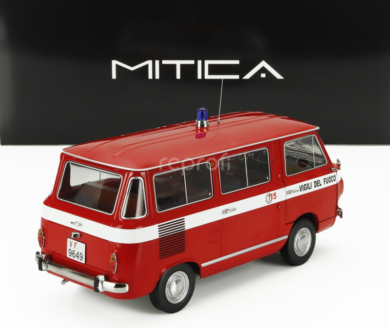 Mitica-diecast Fiat Fiat 850 Familiare Vigili Del Fuoco 1970 – Interno Brown 1:18 Red