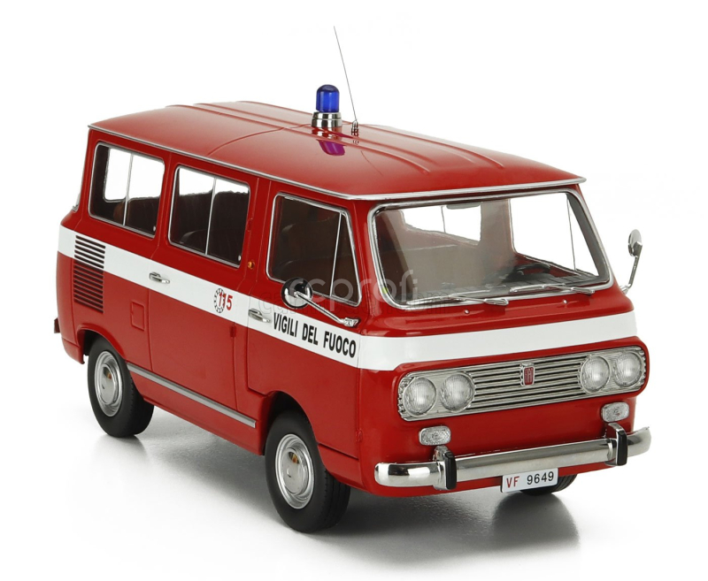 Mitica-diecast Fiat Fiat 850 Familiare Vigili Del Fuoco 1970 – Interno Brown 1:18 Red