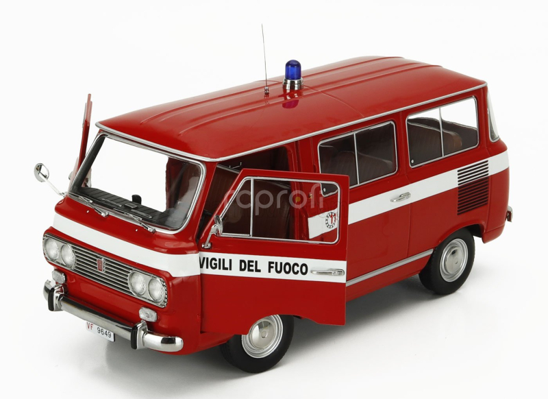 Mitica-diecast Fiat Fiat 850 Familiare Vigili Del Fuoco 1970 – Interno Brown 1:18 Red