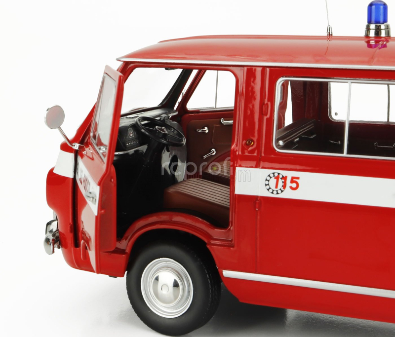 Mitica-diecast Fiat Fiat 850 Familiare Vigili Del Fuoco 1970 – Interno Brown 1:18 Red