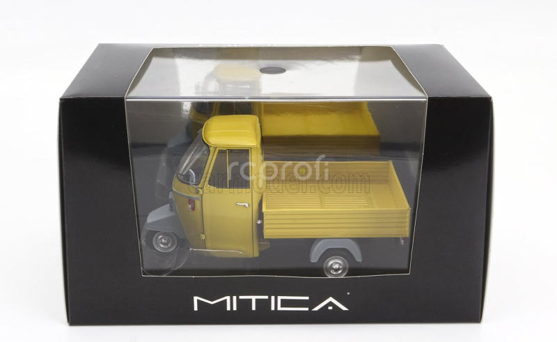 Mitica-diecast Piaggio Ape P501 Open 1979 - Con Vetrina - With Showcase 1:18 Giallo Texas