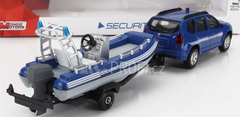 Mondomotors Dacia Duster Gendarmerie Con Carrello E Gommone 2020 - Trailer And Motorboat 1:43 Blue