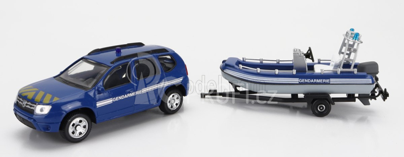 Mondomotors Dacia Duster Gendarmerie Con Carrello E Gommone 2020 - Trailer And Motorboat 1:43 Blue