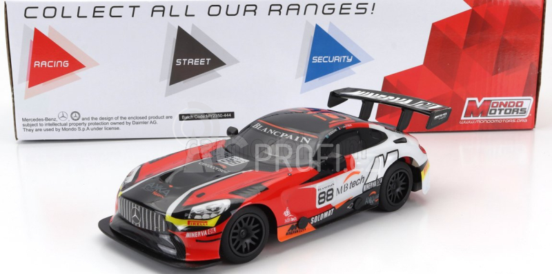 Mondomotors Mercedes benz Gt3 Amg N 88 Racing 2022 1:24 Červená Černá Stříbrná
