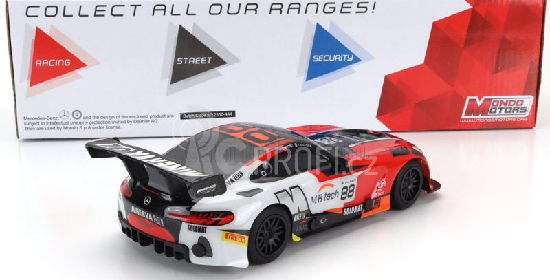 Mondomotors Mercedes benz Gt3 Amg N 88 Racing 2022 1:24 Červená Černá Stříbrná