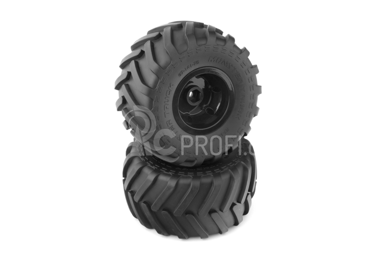 MONSTER TRUCK 141/75mm nalepené gumy, černé disky s 12mm šestihranem, 2 ks.