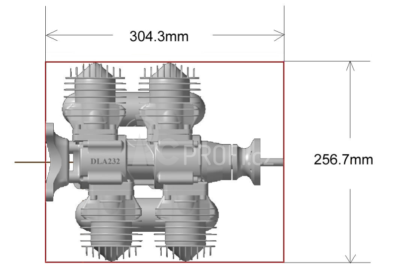 Motor DLA 232 ccm včetně tlumiče a příslušenství