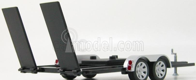 Motor-max Accessories Carrello Trasporto Auto 2-assi - Car Transporter Trailer 1:18 Černá Stříbrná
