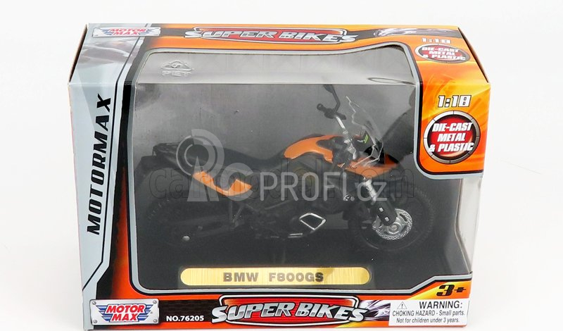 Motor-max BMW F800 Gs 2010 1:18 Černá Oranžová
