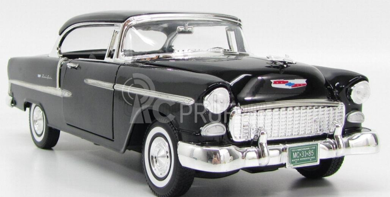 Motor-max Chevrolet Bel Air Cabriolet Closed 1955 1:18 Černá Stříbrná