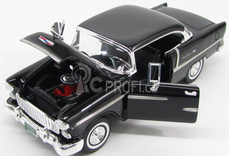 Motor-max Chevrolet Bel Air Cabriolet Closed 1955 1:18 Černá Stříbrná