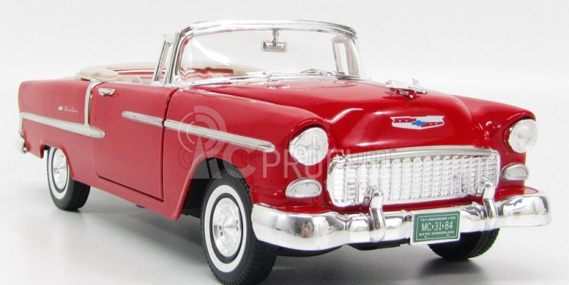 Motor-max Chevrolet Bel Air Cabriolet Closed 1955 1:18 Červený Krém