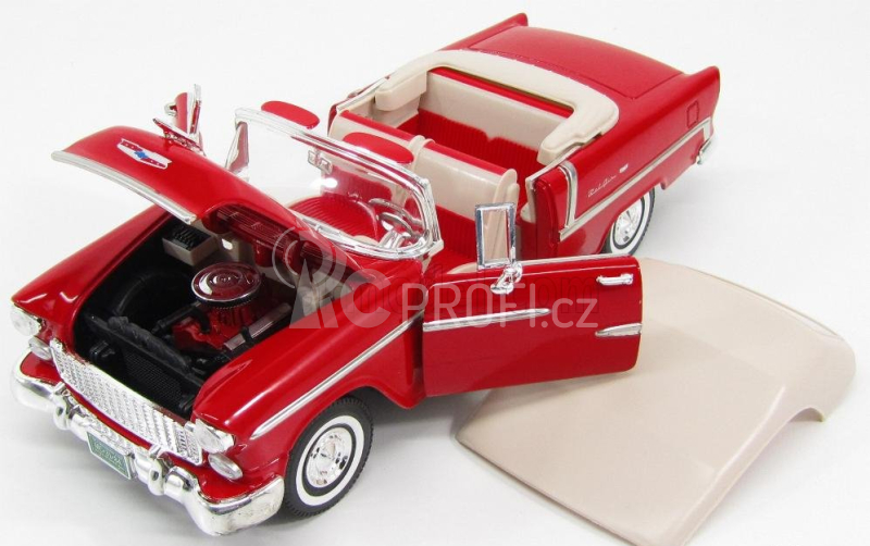 Motor-max Chevrolet Bel Air Cabriolet Closed 1955 1:18 Červený Krém
