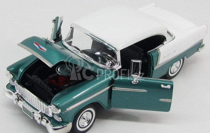 Motor-max Chevrolet Bel Air Cabriolet Closed 1955 1:18 Zelená S Bílou