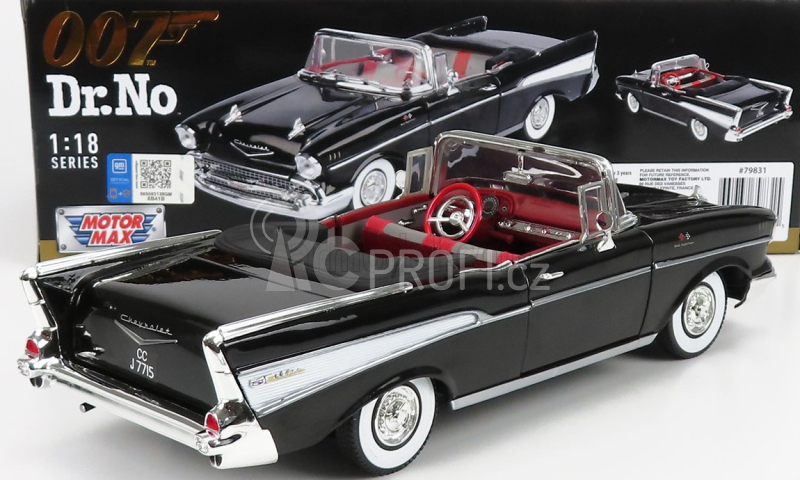 Motor-max Chevrolet Bel Air Cabriolet - Spider 1955 - 007 James Bond - Dr. No  - Licenza Di Uccidere 1:18 Black