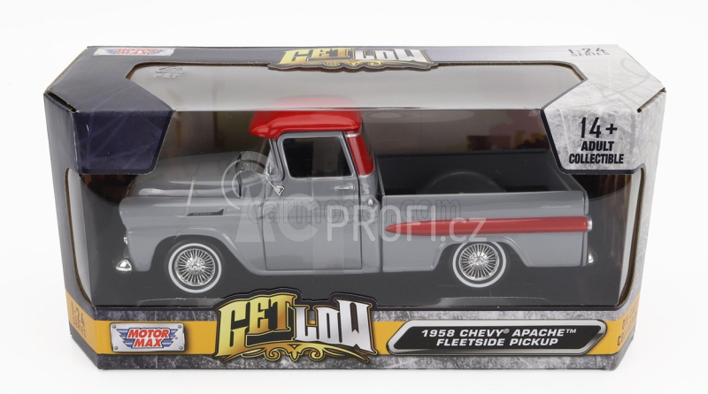 Motor-max Chevrolet Chevy Apache Fleetside Pick-up Custom 1958 1:24 Šedá Červená