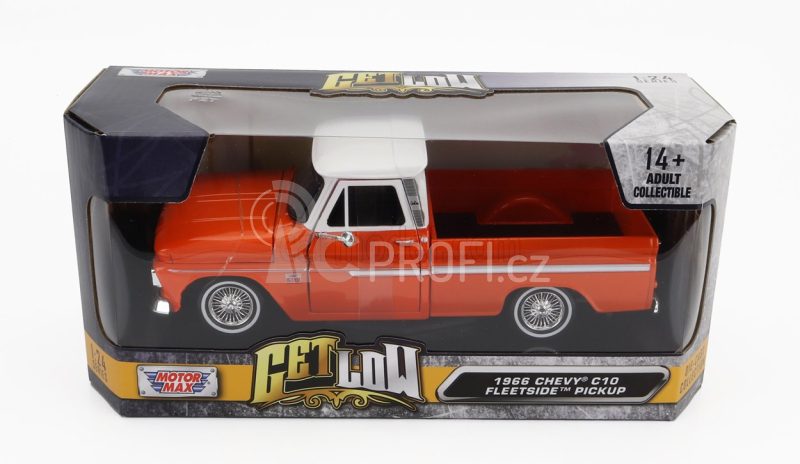 Motor-max Chevrolet Chevy C-10 Fleetside Pick-up Custom 1966 1:24 Oranžová S Bílou